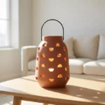 Opaline Mikasa Decorative Ceramic Lantern with Metal Handle - 13x13x19 cm