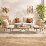 Vera Attica 4-Seater Outdoor Sofa Set with Coffee Table and Cushions