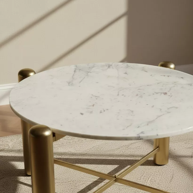 Vendra Treesa Geniune Marble Top Coffee Table - Image 3