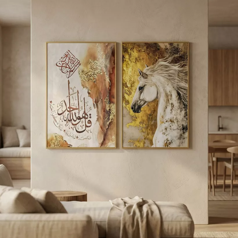 Cyprus Elara White Horse Glossy Framed Picture - 60x90x2.5 cm - Image 2
