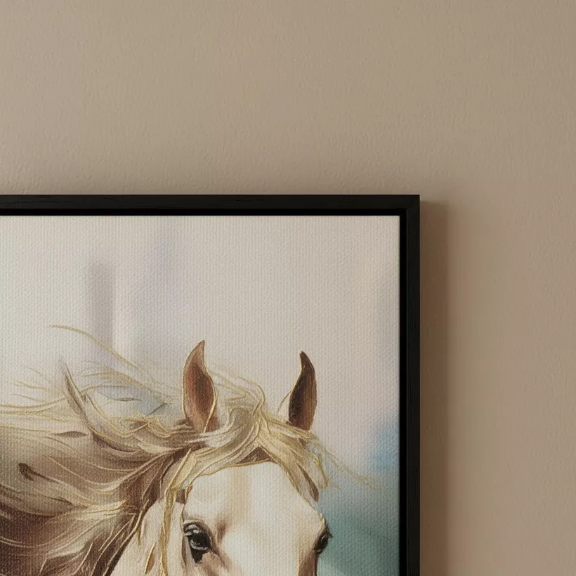 Cyprus Elara Running Horse Framed Canvas with 3D Effect Gold Foil - 40x80x2.8 cm - Image 3