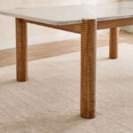 Cavon Caretto 6-Seater Genuine Marble Top XL Dining Table with Solid Wood Base