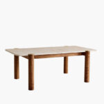 Cavon Caretto 6-Seater Genuine Marble Top XL Dining Table with Solid Wood Base