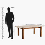 Cavon Caretto 6-Seater Genuine Marble Top XL Dining Table with Solid Wood Base