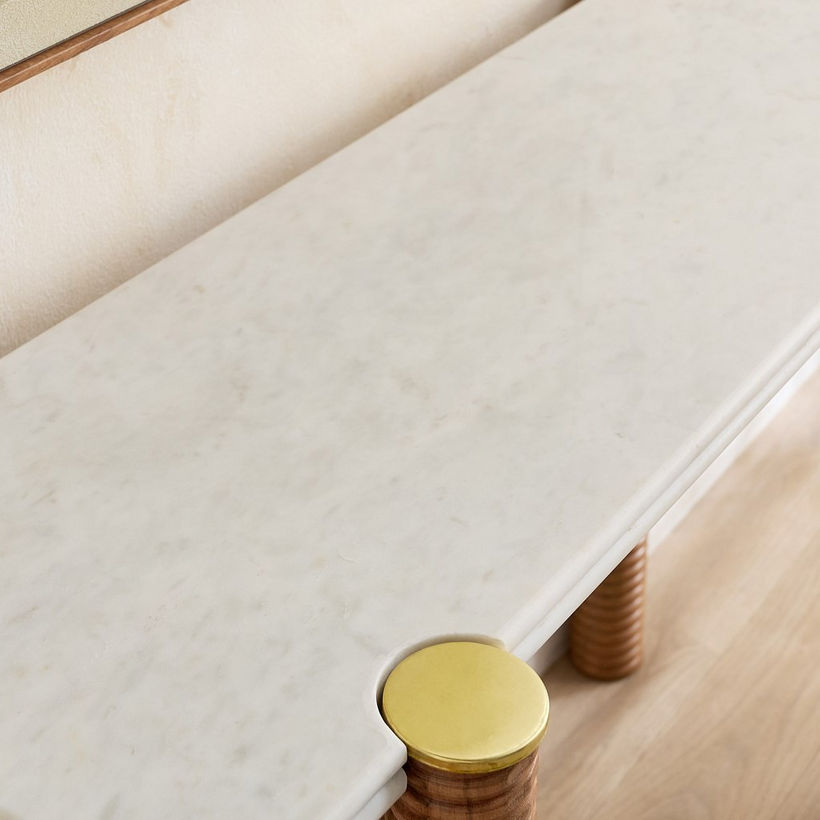 Cavon Caretto Genuine Marble Top Console Table with Solid Wood Base - Image 5
