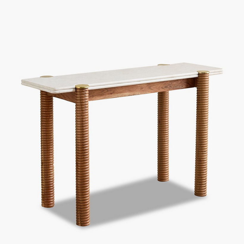 Cavon Caretto Genuine Marble Top Console Table with Solid Wood Base - Image 8