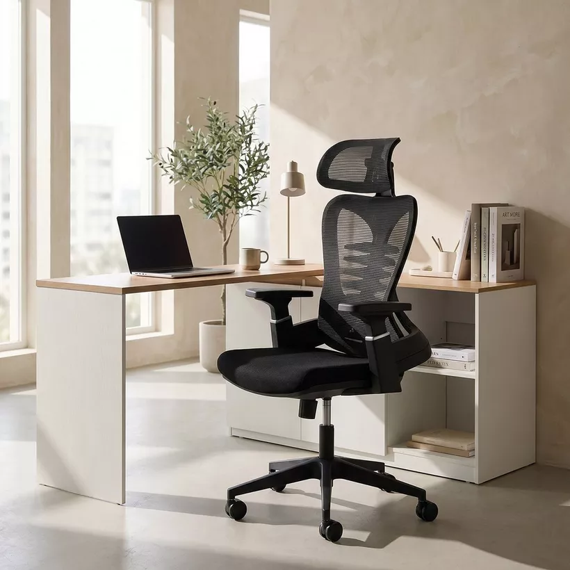 Mavis High Back Office Chair with 3D Lumbar Support and 2D Armpad - Image 3
