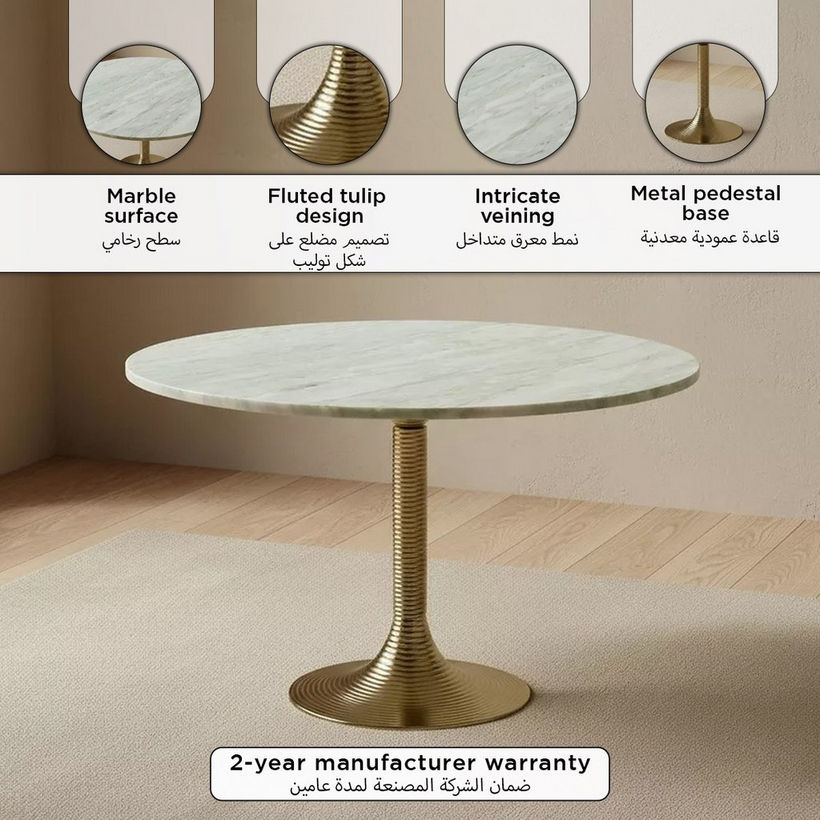 Vendra Solis Genuine Marble Top Coffee Table - Image 2
