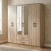 Movo Oasis Clover 6-Door Wardrobe with 2 Drawers and Mirrors - Image 9