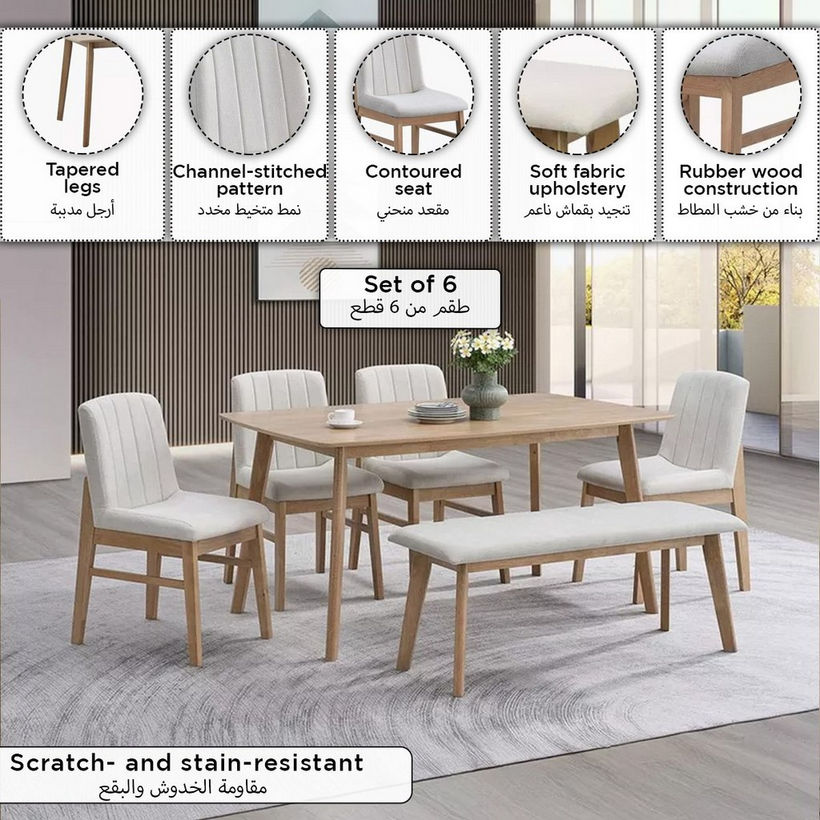 Movo Scandi Nxt 6-Seater Dining Set with Bench - Image 2