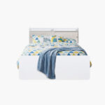 Ivory Twin Bed with Sliding Storage Headboard - 120x200 cm