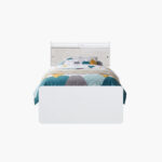 Ivory Single Bed with Sliding Storage Headboard - 90x200 cm
