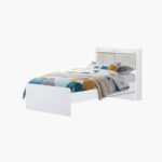 Ivory Single Bed with Sliding Storage Headboard - 90x200 cm