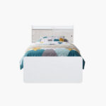 Ivory Single Bed with Sliding Storage Headboard - 90x200 cm