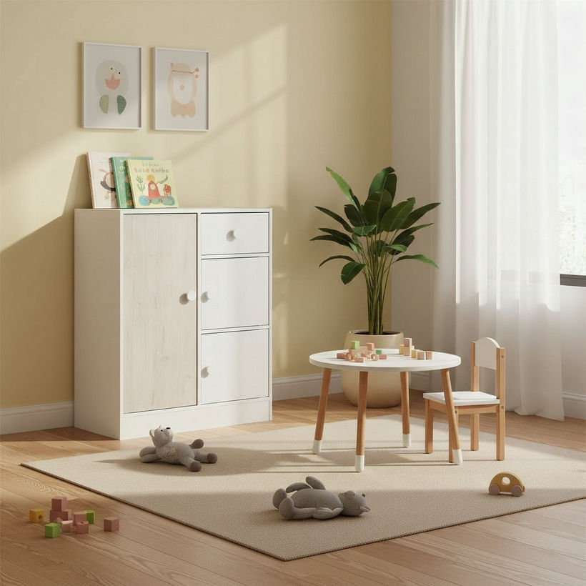 Ivory Cody Kids Cabinet with 3 Doors and 1 Drawer - Image 8