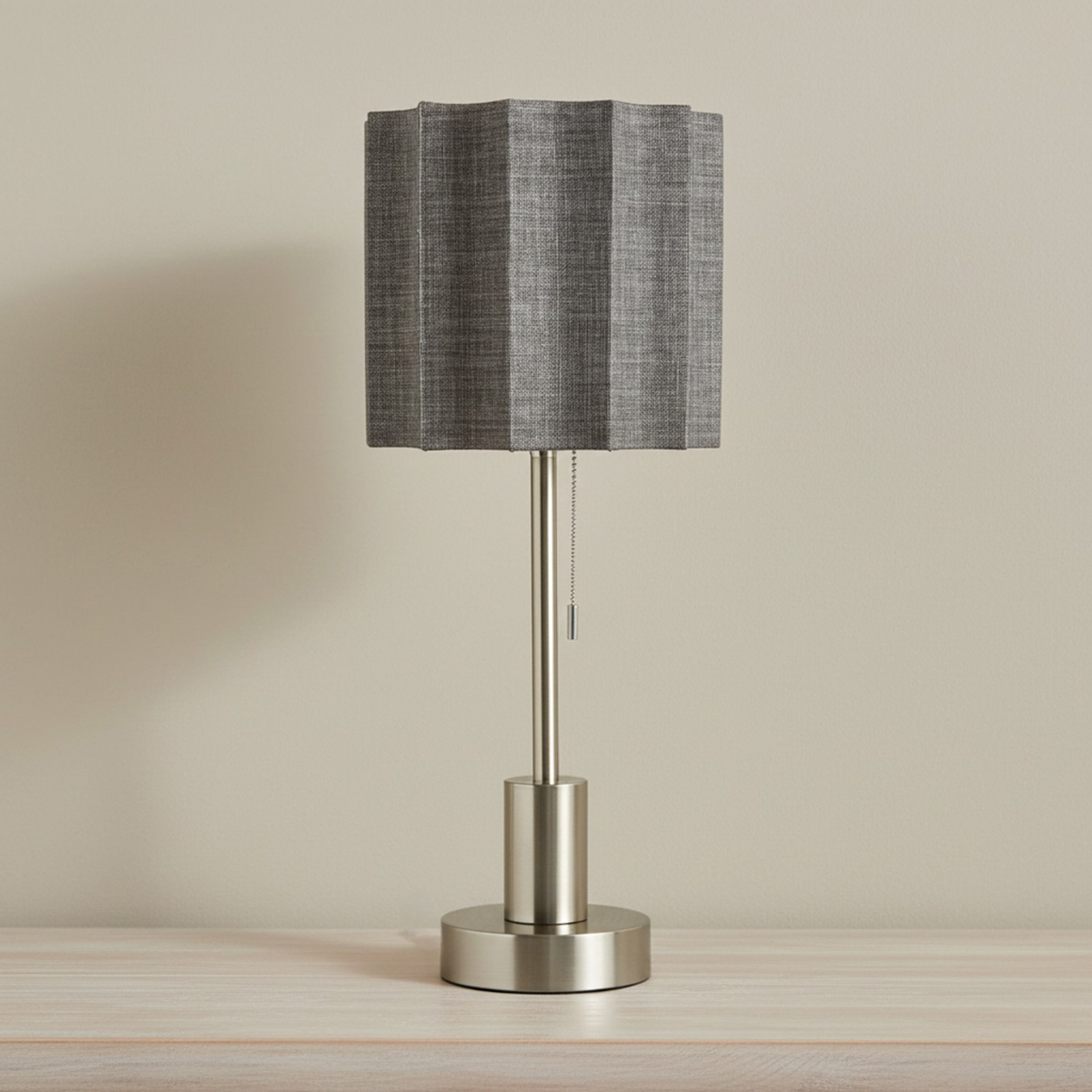 Merick Metal Table Lamp with Linen Shade - 25x62 cm