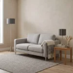 Merick Metal Table Lamp with Linen Shade - 25x62 cm