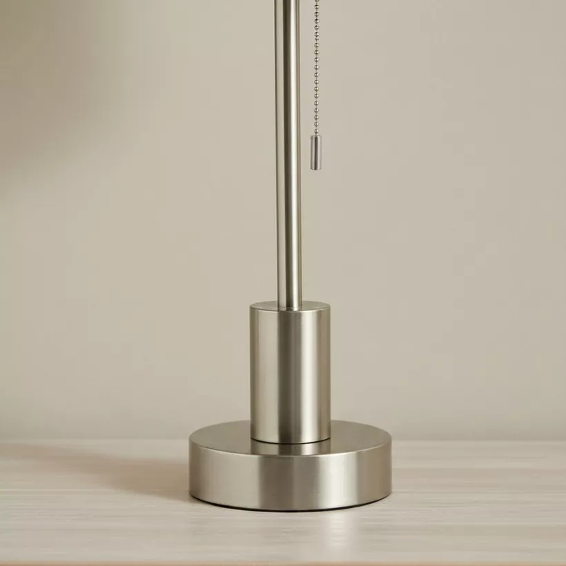 Merick Metal Table Lamp with Linen Shade - 25x62 cm - Image 5