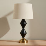 Merick Metal Table Lamp with Linen Shade - 33x60 cm