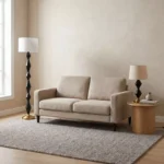 Merick Metal Table Lamp with Linen Shade - 33x60 cm