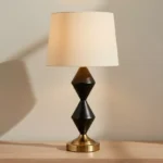 Merick Metal Table Lamp with Linen Shade - 33x60 cm