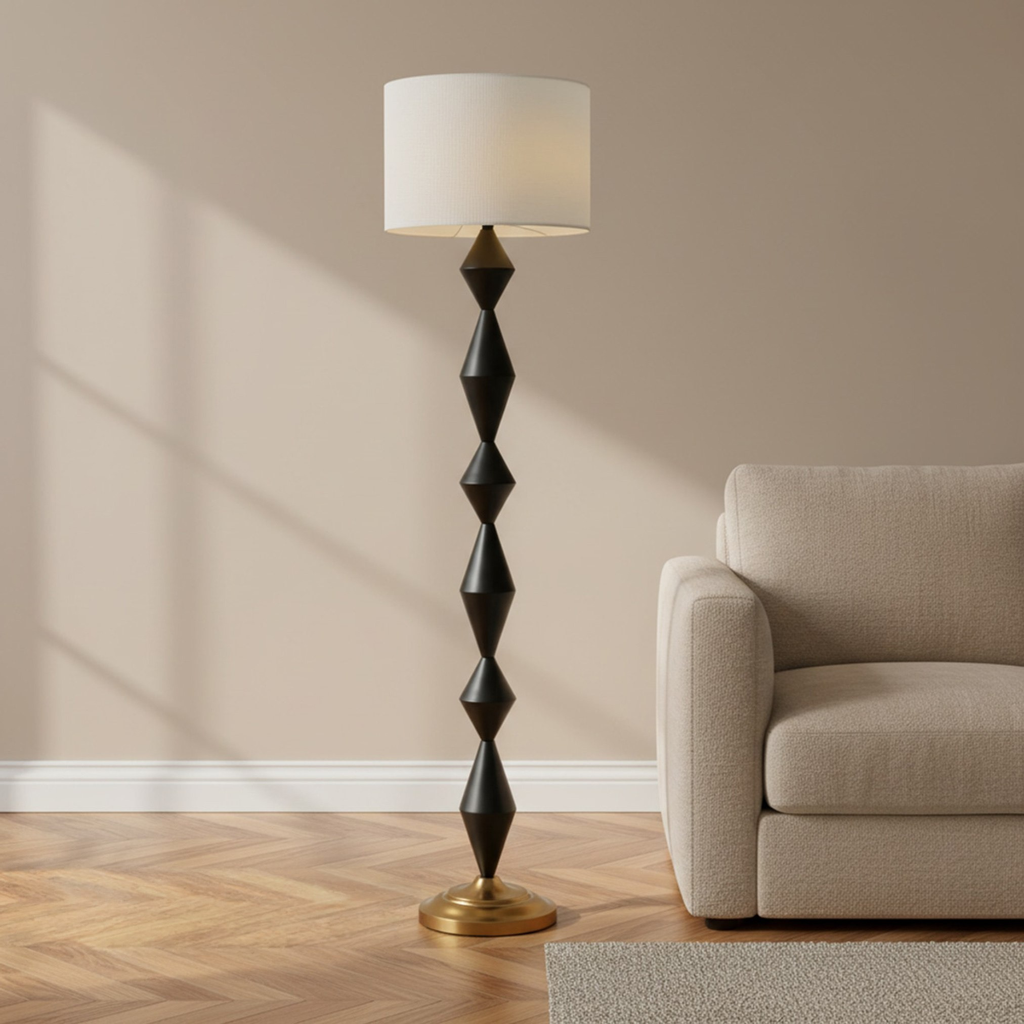 Merick Metal Floor Lamp with Linen Shade - 35x156 cm