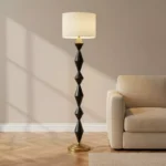 Merick Metal Floor Lamp with Linen Shade - 35x156 cm