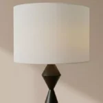 Merick Metal Floor Lamp with Linen Shade - 35x156 cm