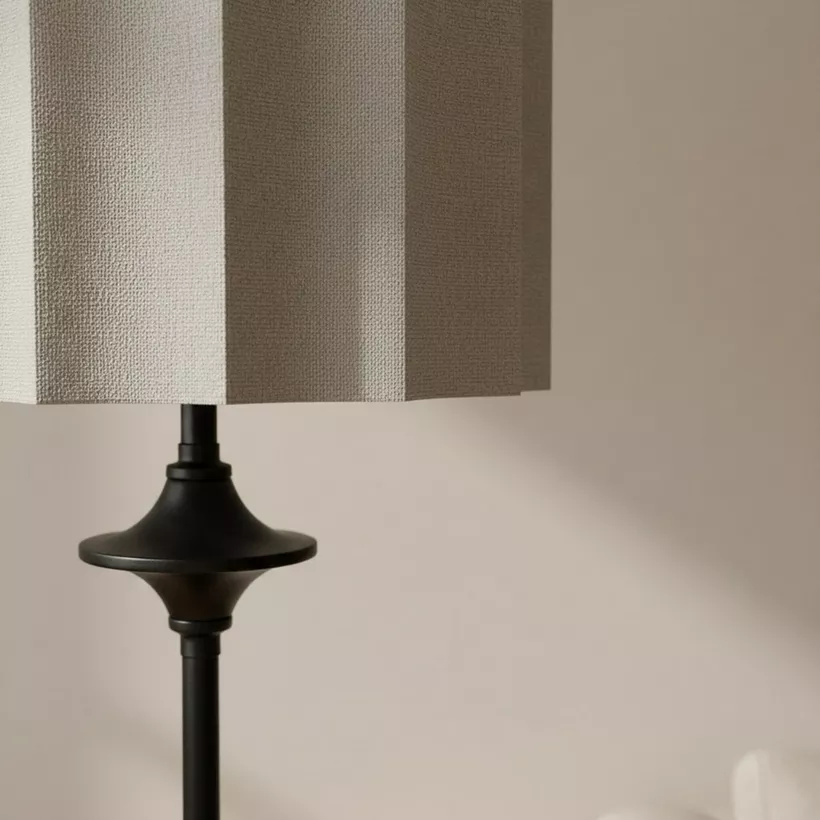Merick Metal Floor Lamp with Linen Shade - 35x155 cm - Image 5