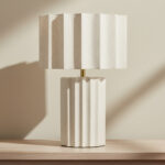 Merick Ceramic Table Lamp with Linen Shade - 39x23x56 cm