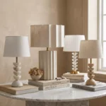 Merick Ceramic Table Lamp with Linen Shade - 39x23x56 cm
