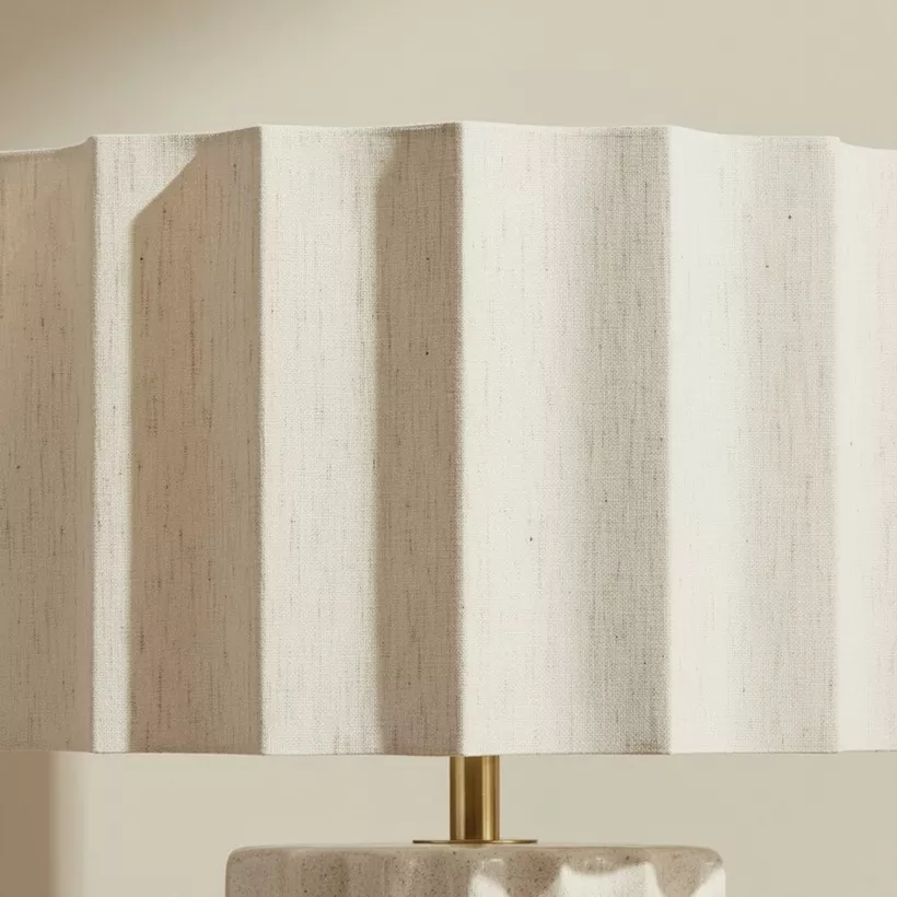Merick Ceramic Table Lamp with Linen Shade - 39x23x56 cm - Image 4