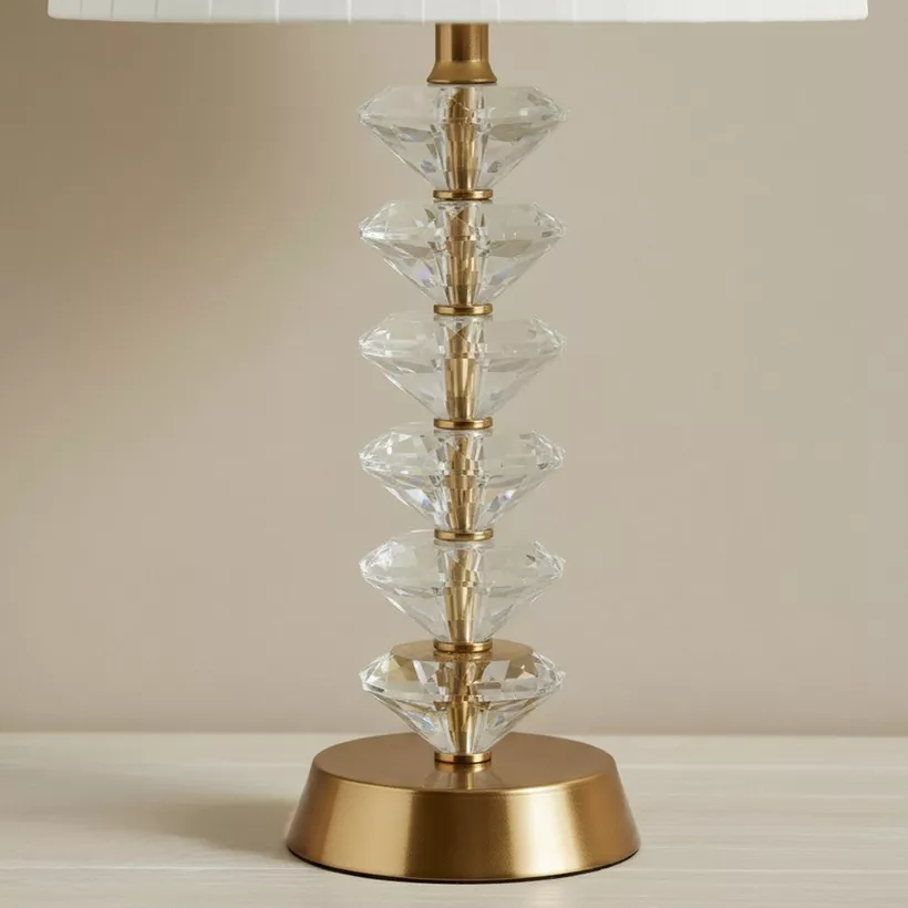 Merick Crystal Table Lamp with Pleated Shade - 30x50 cm - Image 5