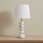 Merick Marble Table Lamp with Linen Shade - 28x48 cm