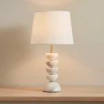Merick Marble Table Lamp with Linen Shade - 28x48 cm