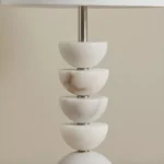Merick Marble Table Lamp with Linen Shade - 28x48 cm