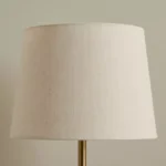 Merick Travertine Table Lamp with Linen Shade - 28x48 cm