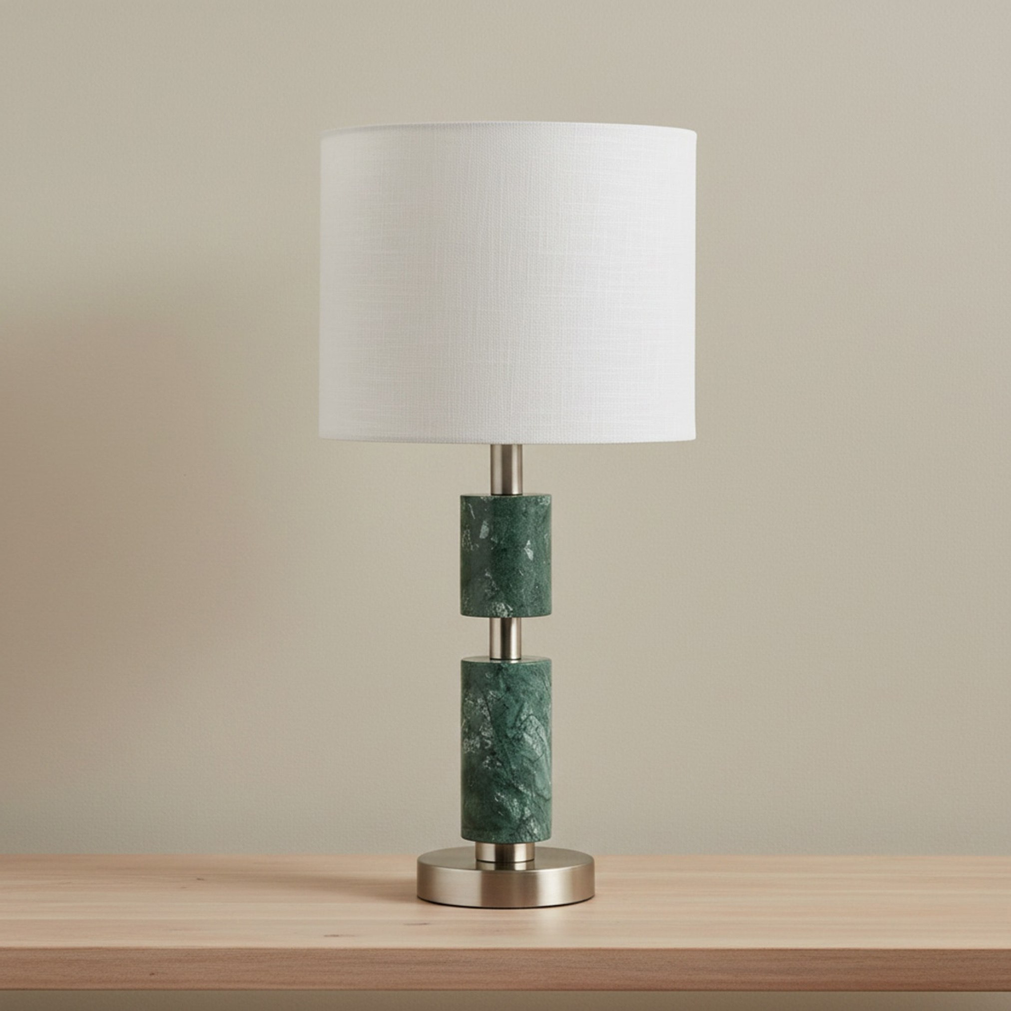 Merick Marble Table Lamp with Linen Shade - 25x51 cm