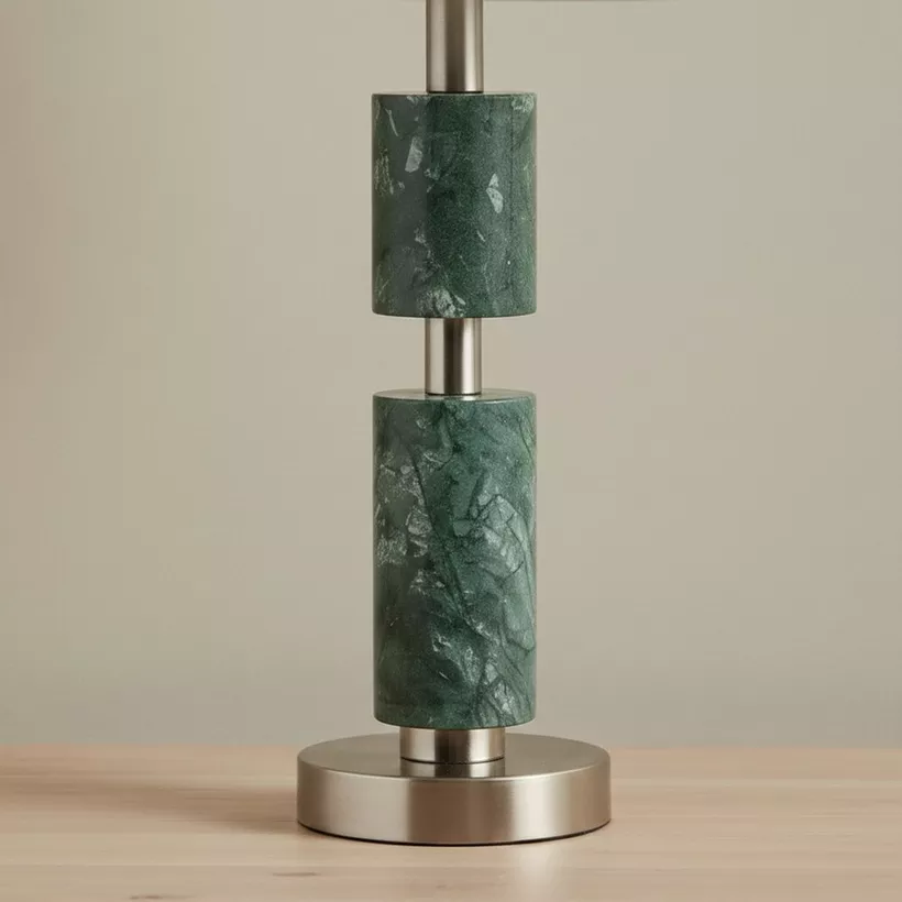Merick Marble Table Lamp with Linen Shade - 25x51 cm - Image 5