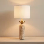 Merick Marble Table Lamp with Linen Shade - 23x48 cm