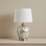 Merick Glass Table Lamp with Linen Shade - 30x50 cm