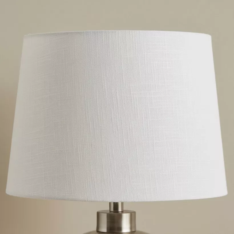 Merick Glass Table Lamp with Linen Shade - 30x50 cm - Image 4
