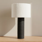 Merick Ceramic Table Lamp with Linen Shade - 35x64 cm