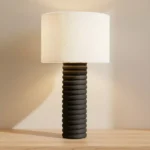 Merick Ceramic Table Lamp with Linen Shade - 35x64 cm