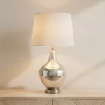 Merick Glass Table Lamp with Linen Shade - 35x63 cm