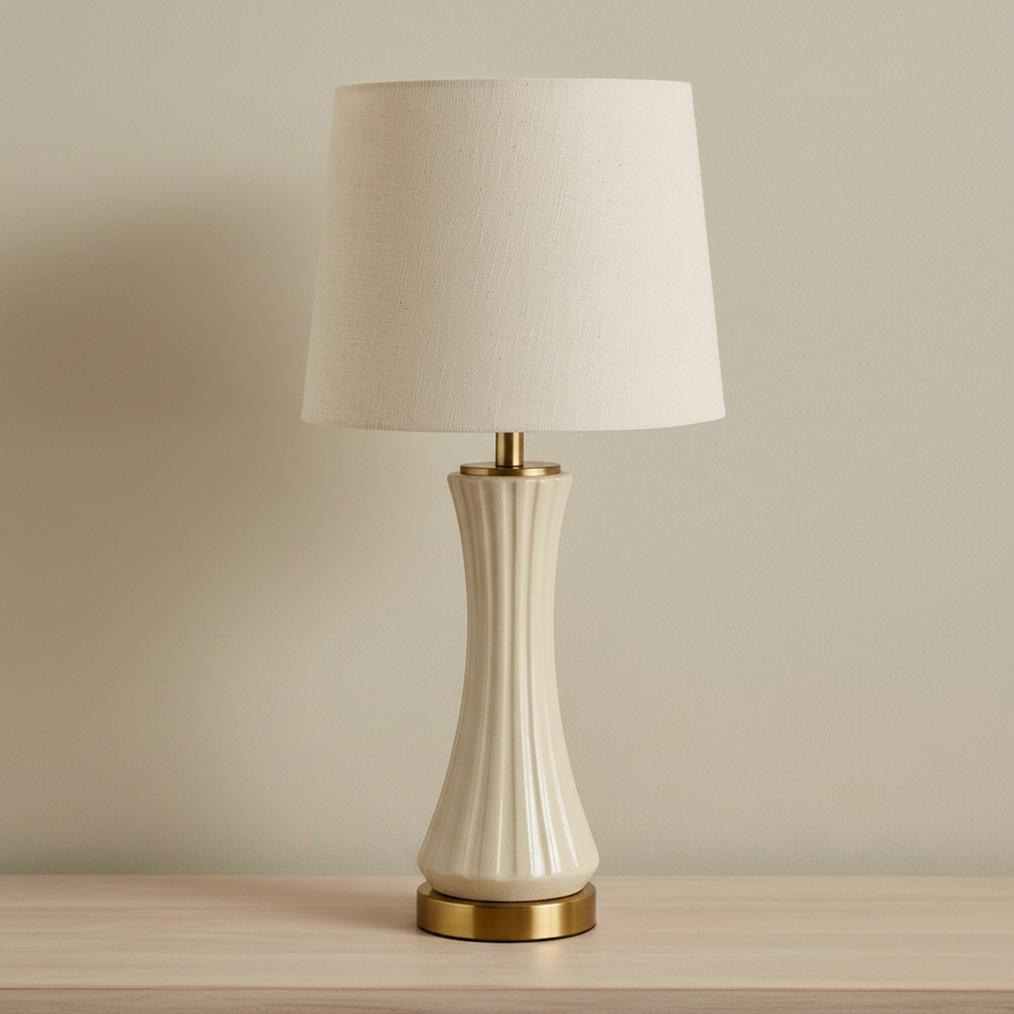 Merick Ceramic Table Lamp with Linen Shade - 30x60 cm