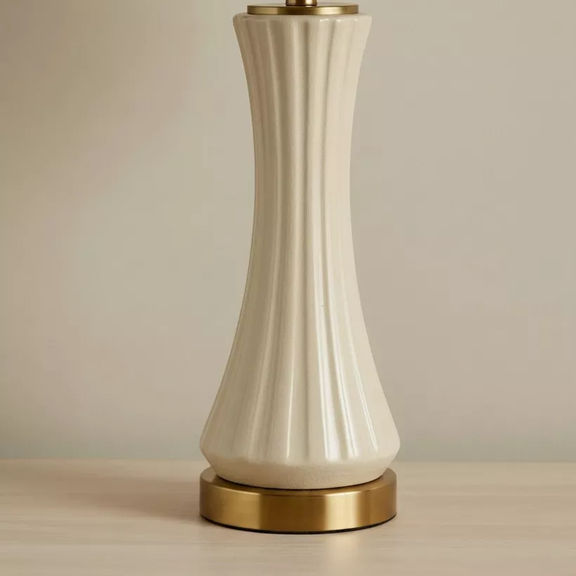 Merick Ceramic Table Lamp with Linen Shade - 30x60 cm - Image 5