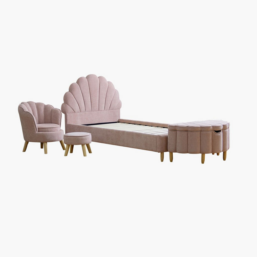 Ivory Bloom Upholstered Single Bed - 90x200 cm - Image 13