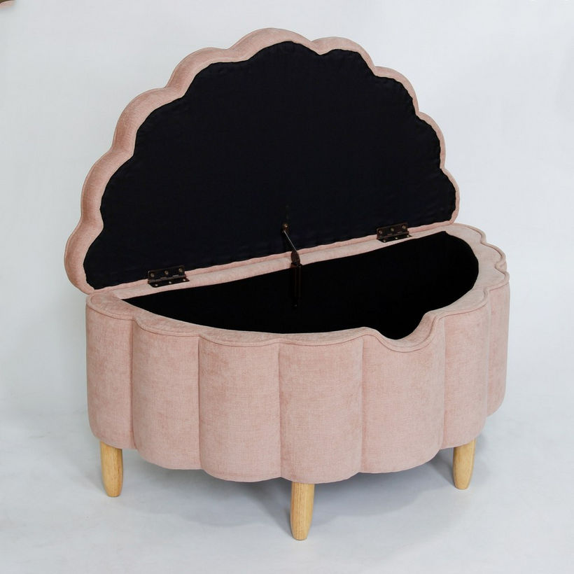 Ivory Bloom Pouf with Storage - Image 3