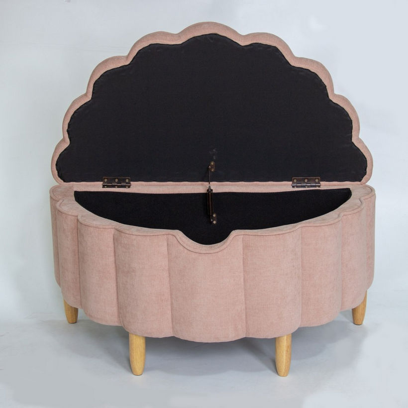 Ivory Bloom Pouf with Storage - Image 4